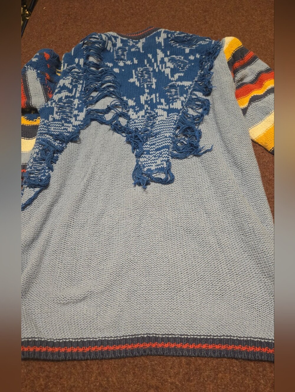Urban Outfitters BDG Marlon Spliced Sweater Distressed Fringe Deadstock Small - Picture 8 of 8